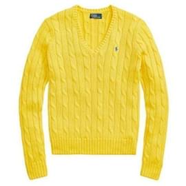 Ralph Lauren V-Ausschnitt Strickpullover aus Pima-Baumwolle mit besticktem Pony-Logo