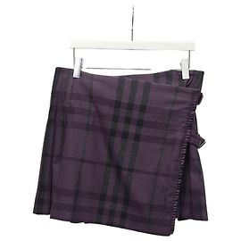 Burberry Gonna in lana a quadri tartan viola e nero