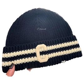 Céline Initial Beanie Baumwolle Navy Ecru