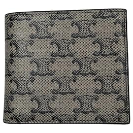 Céline Cartera de piel de becerro y lona Triomphe