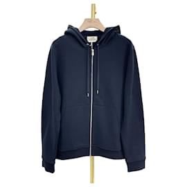 Ex Libris Silk Patch Hoodie Zip-Up Navy - Hermès