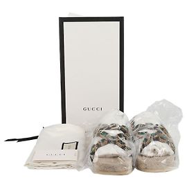 Gucci Sandali espadrilles in grosgrain nero e cristalli