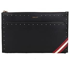 Bally Clutch Media Oro e Nera con Borchie