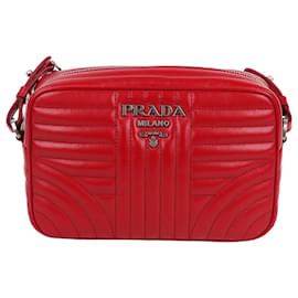 Prada Borsa a Spalla Diagram Red Silver Chain