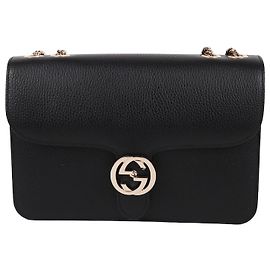 Gucci Borsa con catena media nera intrecciata
