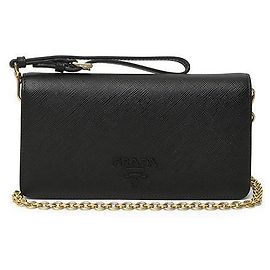 Prada Saffiano Shine Bandoliera Mini Chain Crossbody Bag