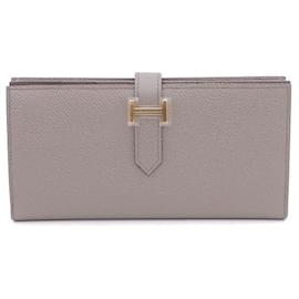 Hermès Cartera larga unisex Appson marrón con vetas chapada en oro