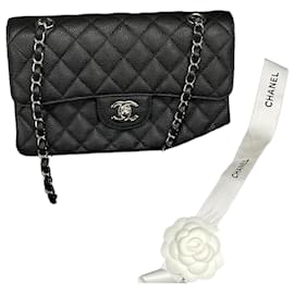 Chanel Borsa Classic Small Flap Bag Caviar Nero Argento
