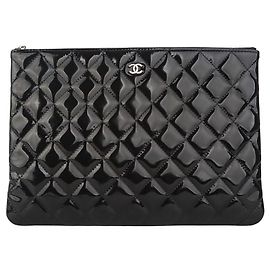 Chanel Clutch CC New Medium in vernice argento