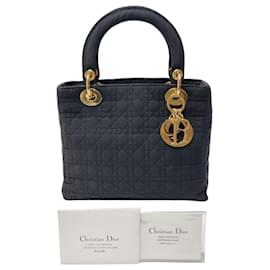 Lady Dior Cannage Small Tote Bag (Vintage, Gold Tone Black)