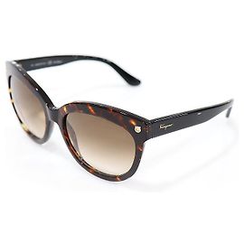Salvatore Ferragamo Gafas de sol para mujer con montura de leopardo marrón y detalle Gancini dorado