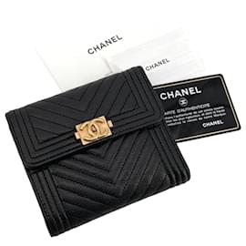 Chanel Caviar Chevron Boy Wallet