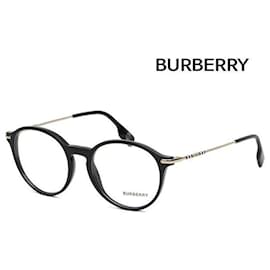 Burberry Montura de gafas ligera redonda negra de acetato lujo diario