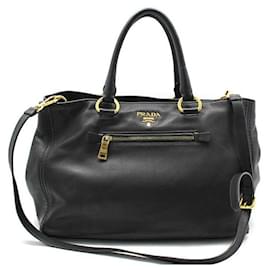 Prada Borsa a tracolla in morbida pelle di vitello nera e oro