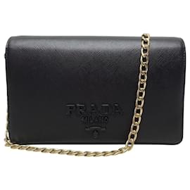 Borsa a tracolla Black Saffiano Monochrome Chain - Prada
