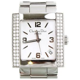 Dior Orologio Christian Square in acciaio argentato placcato diamante