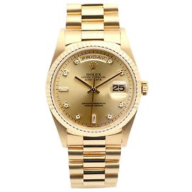 Rolex Orologio Day-Date in oro da uomo Originale con Certificato di Nascita in Diamante