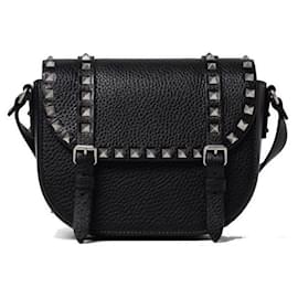 Borsa a tracolla Rockstud in pelle di vitello granulata Small incisione: KDB - Valentino