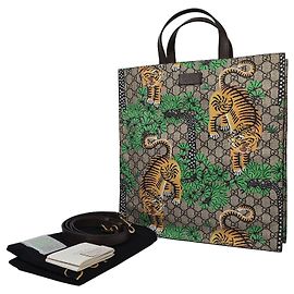 Gucci Borsa Tote in tela GG Supreme con stampa tigre del Bengala