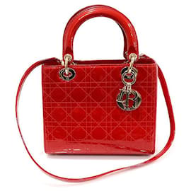 Lady Medium aus rotem Lackleder mit Cannage-Steppung - Dior