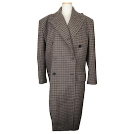 Abrigo largo de lana oversize asimétrico Multi-Check - Balenciaga