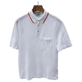 Piqué-Baumwoll-Poloshirt mit kurzen Ärmeln weiß - Hermès