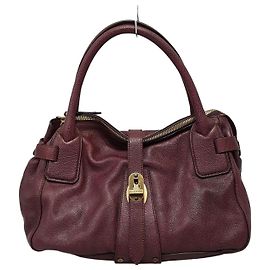 Burberry Burgunderfarbener Leder-Tote-Schulterbeutel
