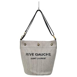 Borsa bucket in lino a righe Rive Gauche - Saint Laurent