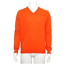 Louis Vuitton Klassisches V-Ausschnitt Strick-T-Shirt für Herren in Orange