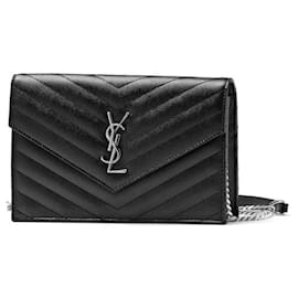 Saint Laurent Borsa a tracolla a bustina con catena e finiture argentate Nero