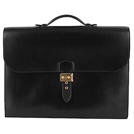 Hermès Borsa Saddle nera con finiture dorate