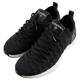 Chanel Quilted Knit Back Logo Sneaker Black