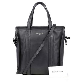 Balenciaga Pequena bolsa tote e bolsa de ombro Bazar em couro preto