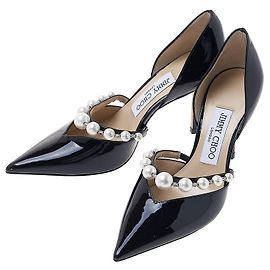 Jimmy Choo AURELIE XKM BLACK WHITE Pumps mit Perlenriemen für Damen