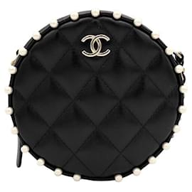 Chanel Borsa a tracolla Tambourine in pelle di agnello con perle