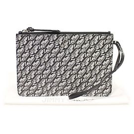 Jimmy Choo Clutch FARA in pelle nera con monogramma JC argento e glitter nero