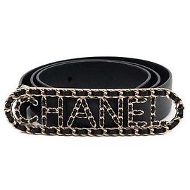 Chanel Veloursleder-Gürtel mit goldenem Kettenlogo für Damen