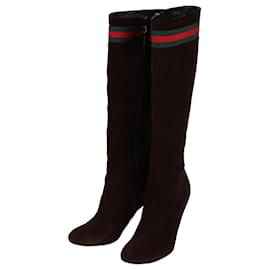 Gucci Botas de ante marrón para mujer