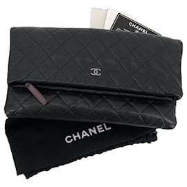 Clutch pieghevole Caviar argento - Chanel