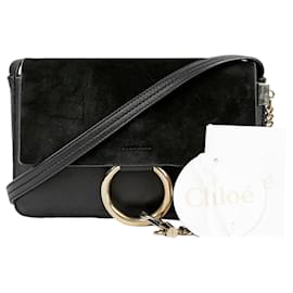 Piccola borsa a tracolla in pelle nera e scamosciata - Chloé
