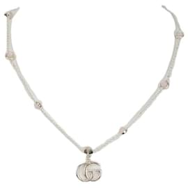 Gucci Collana con pendente di perla rosa Double GG Marmont
