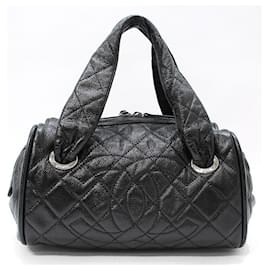 Chanel Black Caviar Silver Timeless Bowling Bag Tote