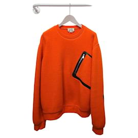 Kaschmirstrickpullover mit orangefarbenem Lederpatch-Detail - Hermès