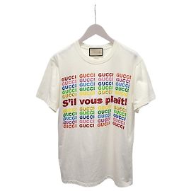 Gucci Weißes Baumwoll-T-Shirt mit besticktem Logo-Detail