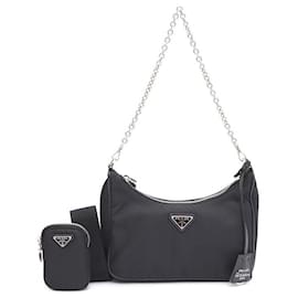 Borsa a tracolla e hobo multi Tessuto Re-Edition nera - Prada