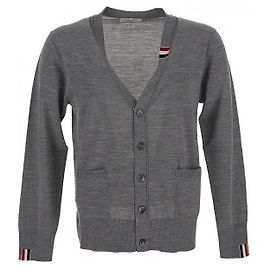 Thom Browne Cardigan aus Merino-Wolle in Jersey-Strick mit Besatz