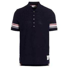 Thom Browne Polo a maniche corte in cotone testurizzato con bordature