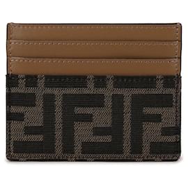Flaches Kartenetui aus braunem FF-Jacquard-Gewebe - Fendi