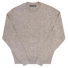 Strick Melange Greige mit Logo-Patch - Acne