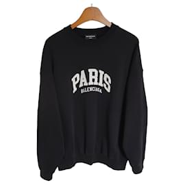 Balenciaga Schwarzer Sweatshirt mit gesticktem Paris-Logo
